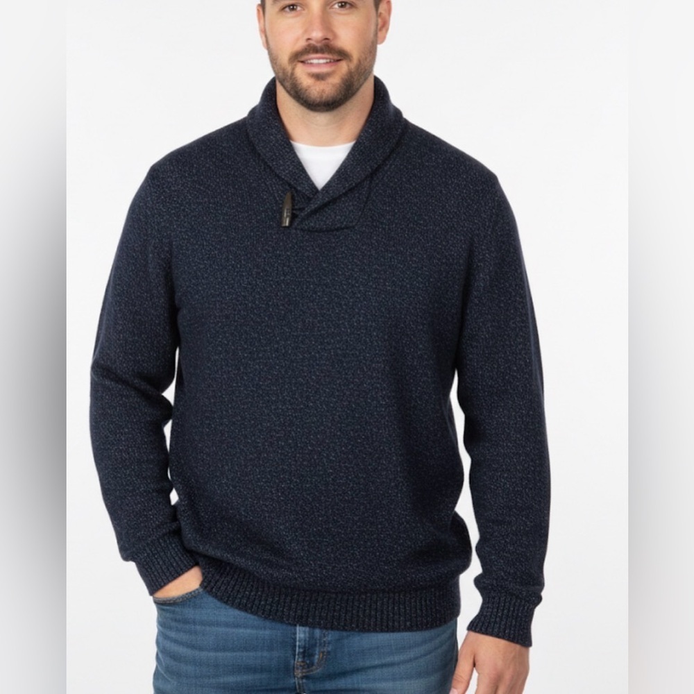 Jos. A. Bank Navy Lambswool Blend Shawl Collar Toggle Button Sweater XXL EUC